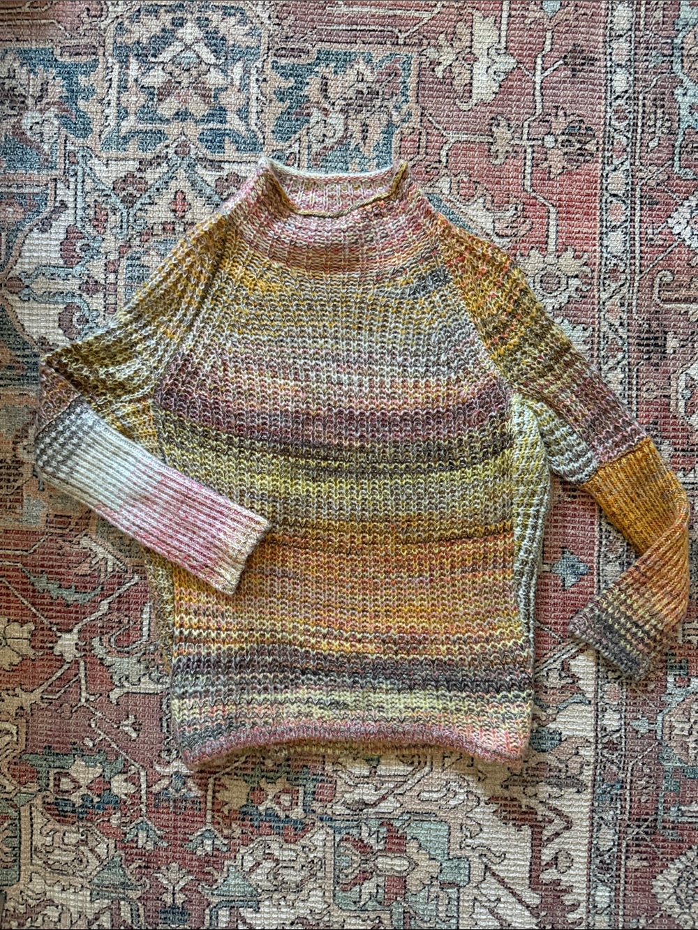 Multicolor Striped Lightweight Knit Sweater for Women